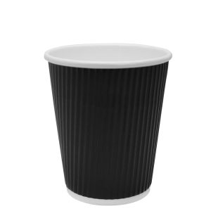 8oz Ripple Paper Hot Cups - Black (80mm) - 500 ct