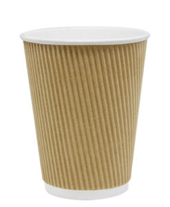 12oz Ripple Paper Hot Cups - Kraft (90mm) - 500 ct