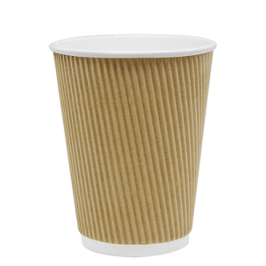 12oz Ripple Paper Hot Cups - Kraft (90mm) - 500 ct