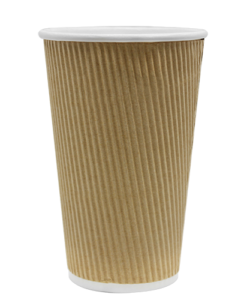 Karat 16oz Ripple Paper Hot Cups - Kraft (90mm) - 500 ct