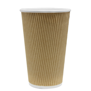 Karat 16oz Ripple Paper Hot Cups - Kraft (90mm) - 500 ct