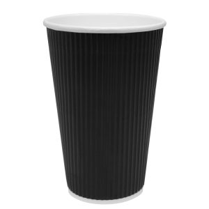 16oz Ripple Paper Hot Cups - Black (90mm) - 500 ct