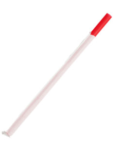Karat 7.75'' Giant Straws (8mm) Paper Wrapped - Red - 7,500 ct