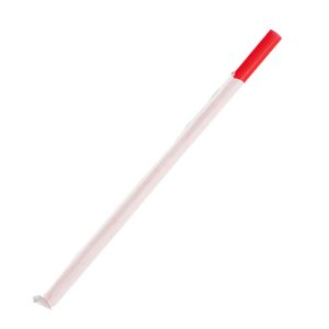 Karat 7.75'' Giant Straws (8mm) Paper Wrapped - Red - 7,500 ct