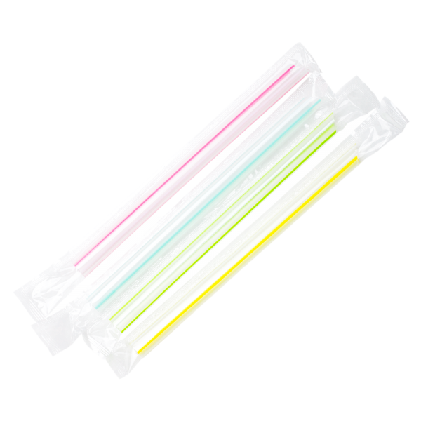 Karat 7.5” Boba Straws (10mm) Poly Wrapped – Mixed Striped Colors – 2,000 ct,  C9002s – Mission Total Supply