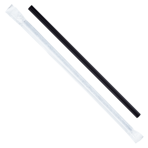 Karat 9'' Giant Straws (8mm) Paper Wrapped - Black - 2,500 ct