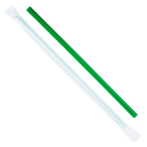 Karat 9'' Giant Straws (8mm) Poly Wrapped - Green - 2,500 ct