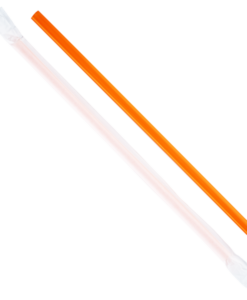 Karat 9'' Giant Straws (8mm) Poly Wrapped - Orange - 2,500 ct