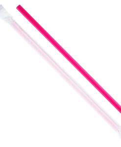 Karat 9'' Giant Straws (8mm) Poly Wrapped - Pink - 2,500 ct
