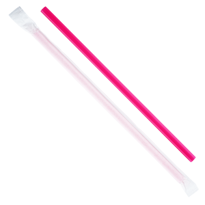 Karat 9'' Giant Straws (8mm) Poly Wrapped - Pink - 2,500 ct