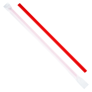 Karat 9'' Giant Straws (8mm) Poly Wrapped - Red - 2,500 ct