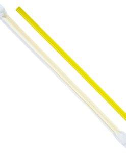 Karat 9'' Giant Straws (8mm) Poly Wrapped - Yellow - 2,500 ct