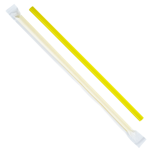 Karat 9'' Giant Straws (8mm) Poly Wrapped - Yellow - 2,500 ct