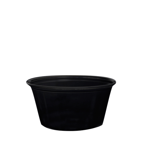 Karat 4 oz PP Plastic Portion Cups, Black - 2,500 pcs