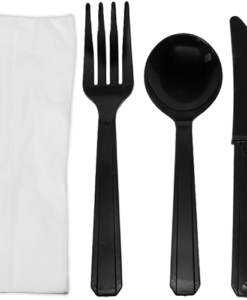 Karat PS Heavy Weight Cutlery Kits - Black - 250 ct