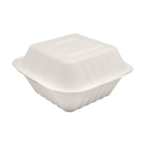 KE-BHC66-1C-Karat Earth 6''x6'' Compostable Bagasse Hinged Containers - 500 ct