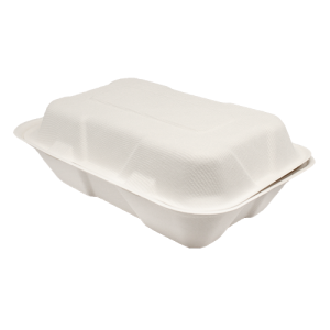 KE-BHC96-1C-Karat Earth 9''x6'' Compostable Bagasse Hinged Containers - 200 ct