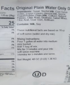 Yog-0001-Frozen Bean Cielo Original Plain Yogurt Water Only Mix (3 Lbs)